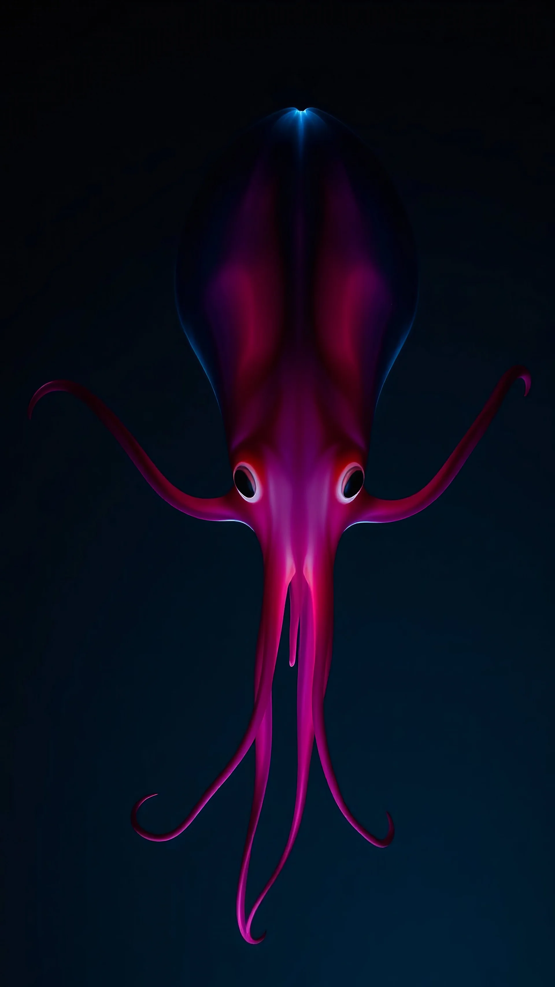 Vampire Squid Gliding (25-30 seconds): "A vampire squid gliding gracefully through deep ocean waters, its bioluminescence illuminating the dark surroundings, hyper-realistic."