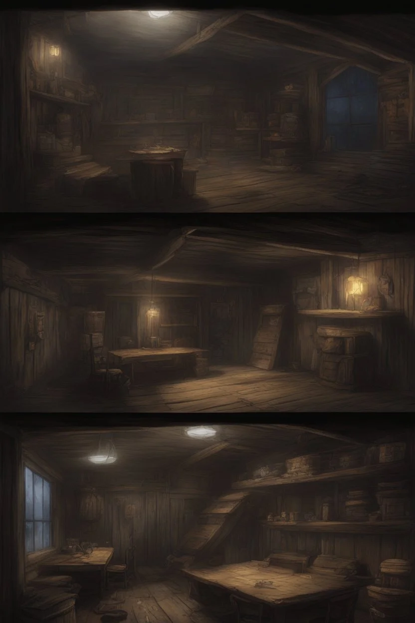 Dnd background, inside of a shack night time