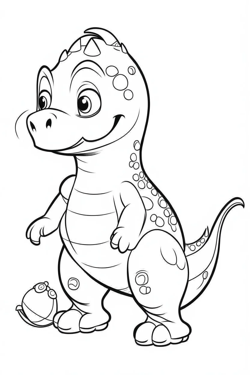 artistic outline for a cute dinosaur page, white background, full body, only use outline, line art, white background, no shadows, clear and good