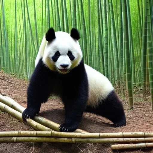 panda in the bamboo forest