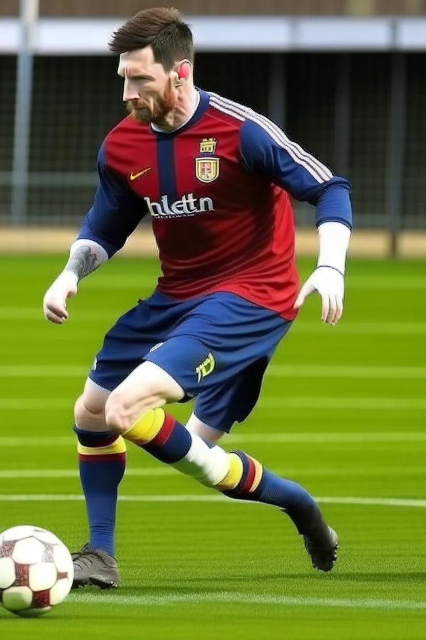 Messi playing Football with two legs