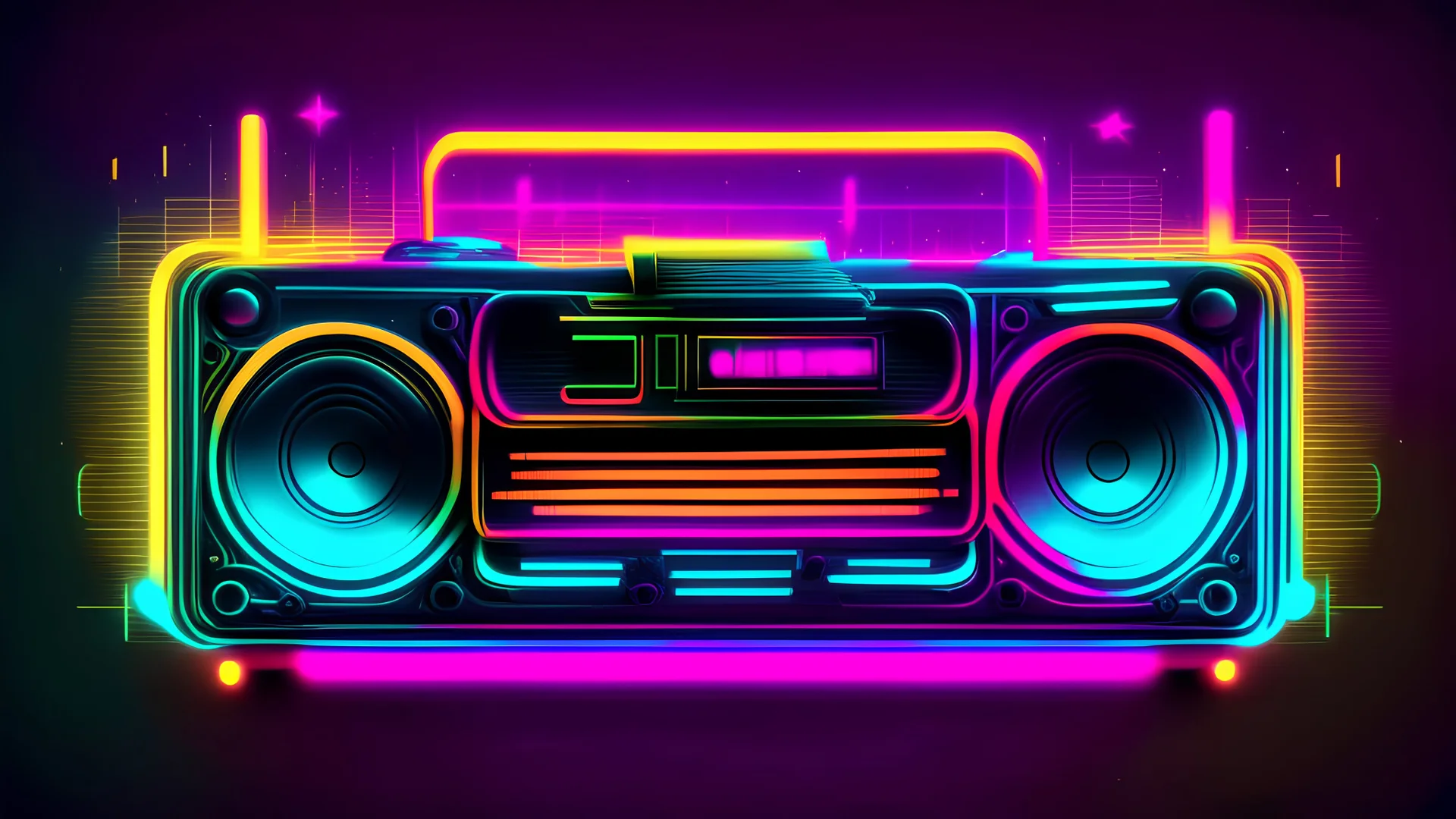 oldschool music recorder space style in neon colours