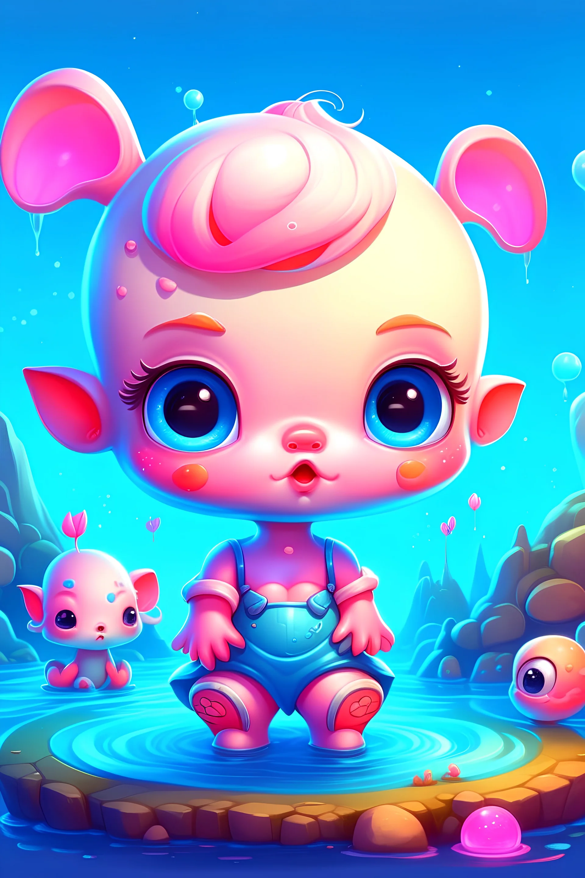 Cute and adorable cartoon it baby, fantasy, dreamlike, surrealism, hyper cute, trending on artstation