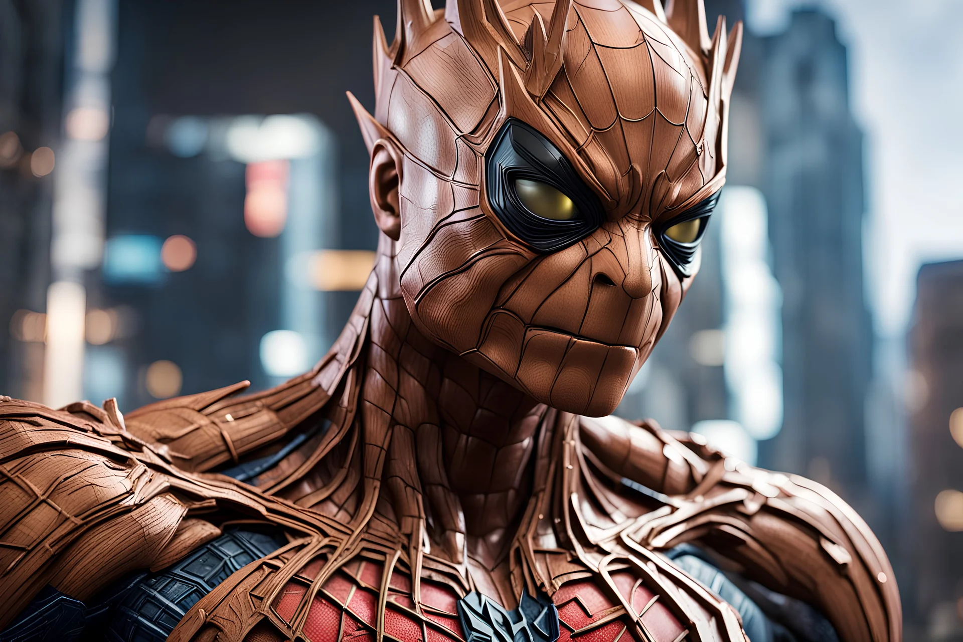 Imagine/ spiderman fuse groot ,Hyper-detailed ,8k, by xanuth