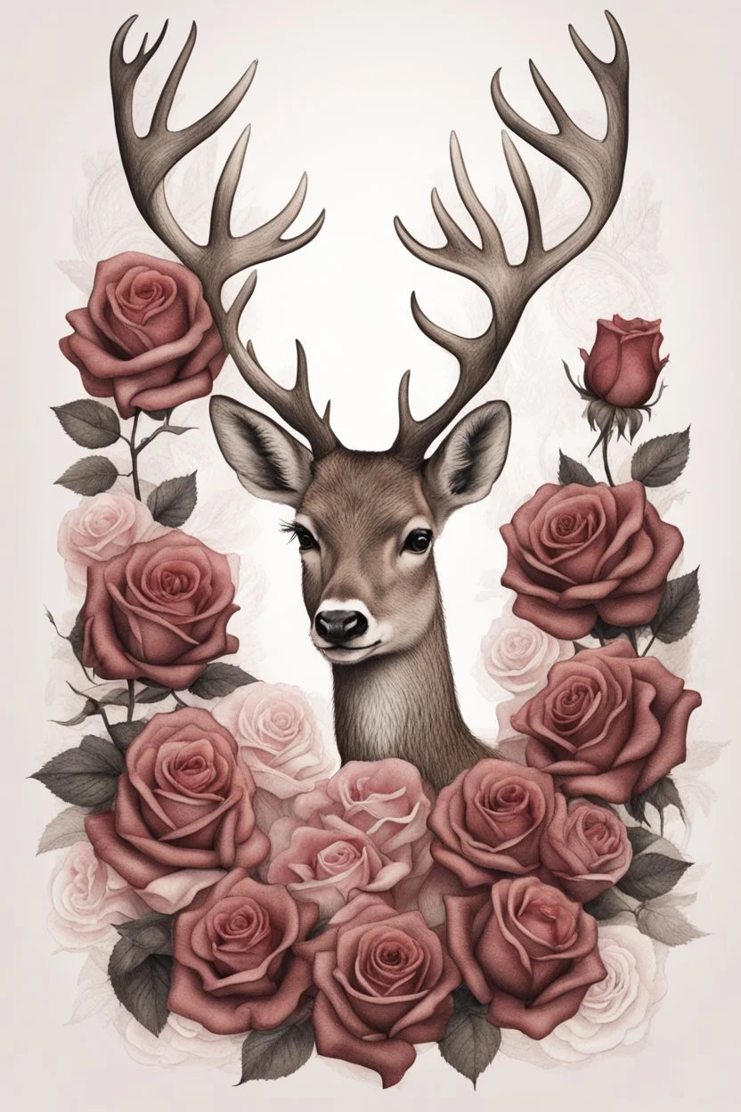 a deer and roses on the body