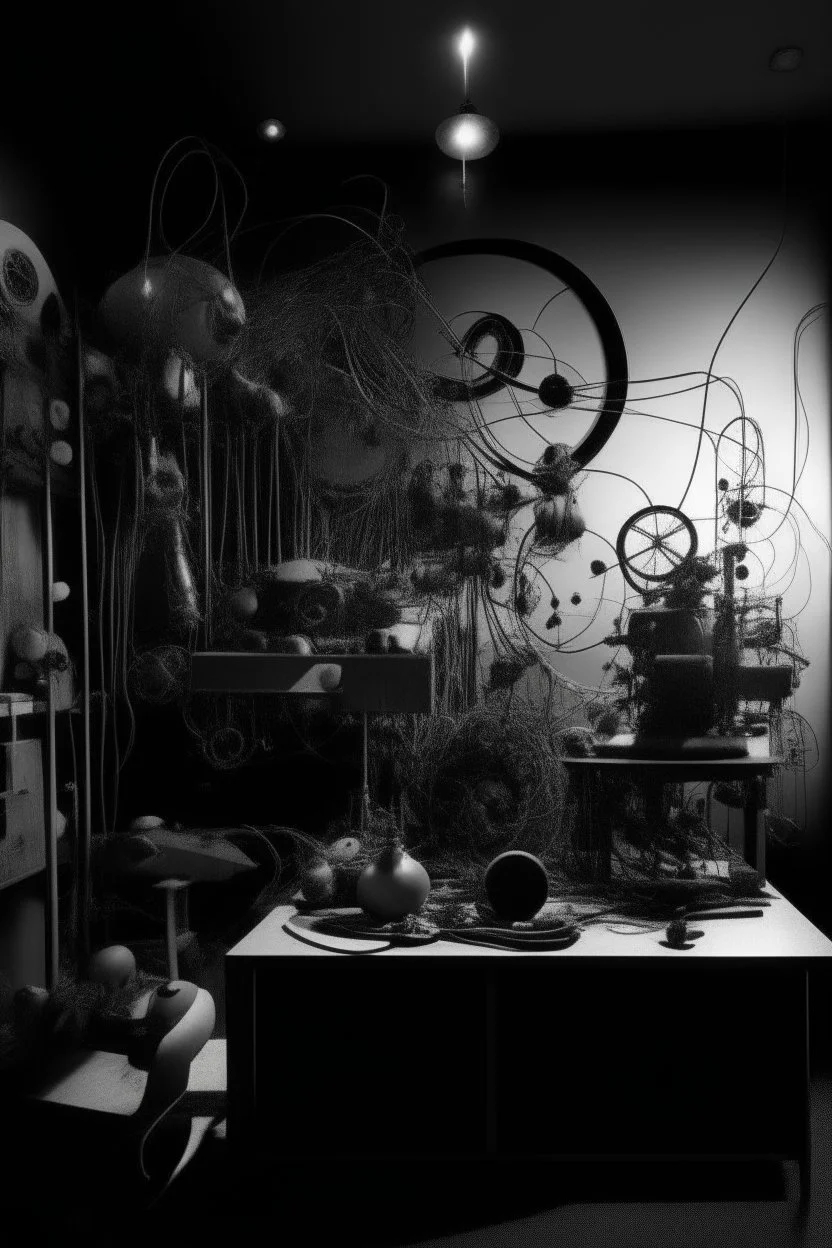 Tinguely machine black and white path wallpaper