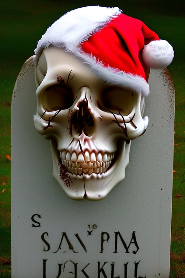 santa skull in graveyard