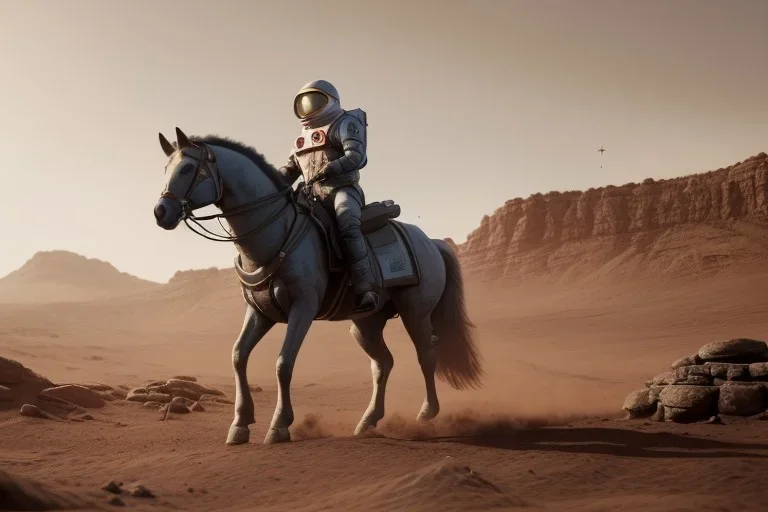 Riding horse astronaut mars unreal engine 5, octan render , cinematic view , wallpaper