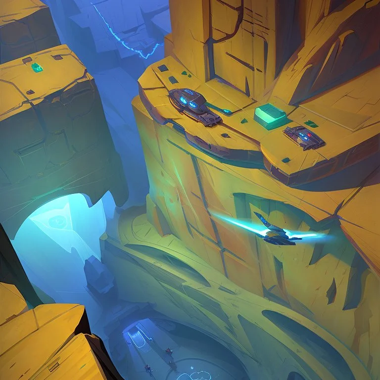 stylized,canyon,scifi,dungeons map,futuristic,roboquest,top view