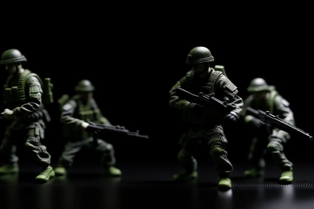 toy soldiers military operation rapocolypse to to right corner black floor black blackground