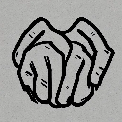 a simple logo of an hand with thumb up, line, flat, vector icon