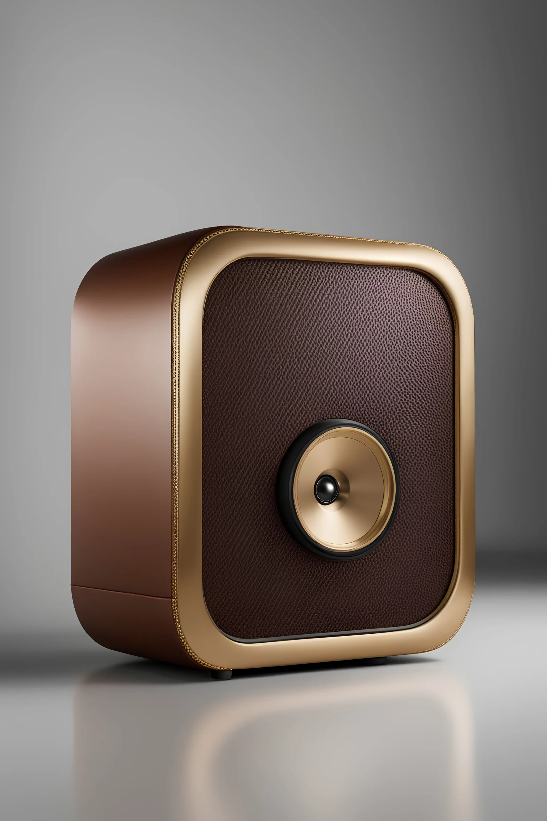 leather and gold speaker