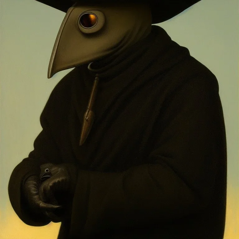 A portrait of a plague doctor, art by Rockwell Kent trending on artstation