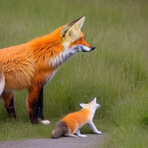 mother fox and kits