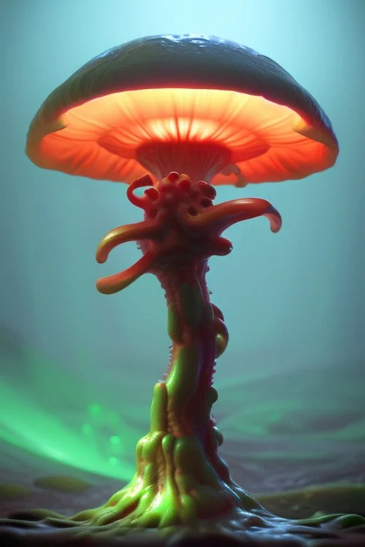 Alien Mushroom-like monster,realistic photo, concept art, retro style, smooth, unreal engine 5, god lights, ray tracing, RTX, lumen lighting, ultra detail, volumetric lighting, 3d.