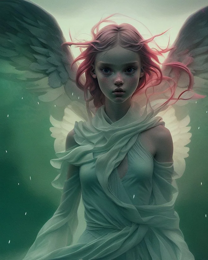 angel painting in the style of marta bevacqua, violent, high delicate defined details, beautiful, atmospheric, rain, matte, 3 d 8 k octane rendered, sharp focus, illustration, holographic undertones, high detail, ultra realistic, highly saturated colors