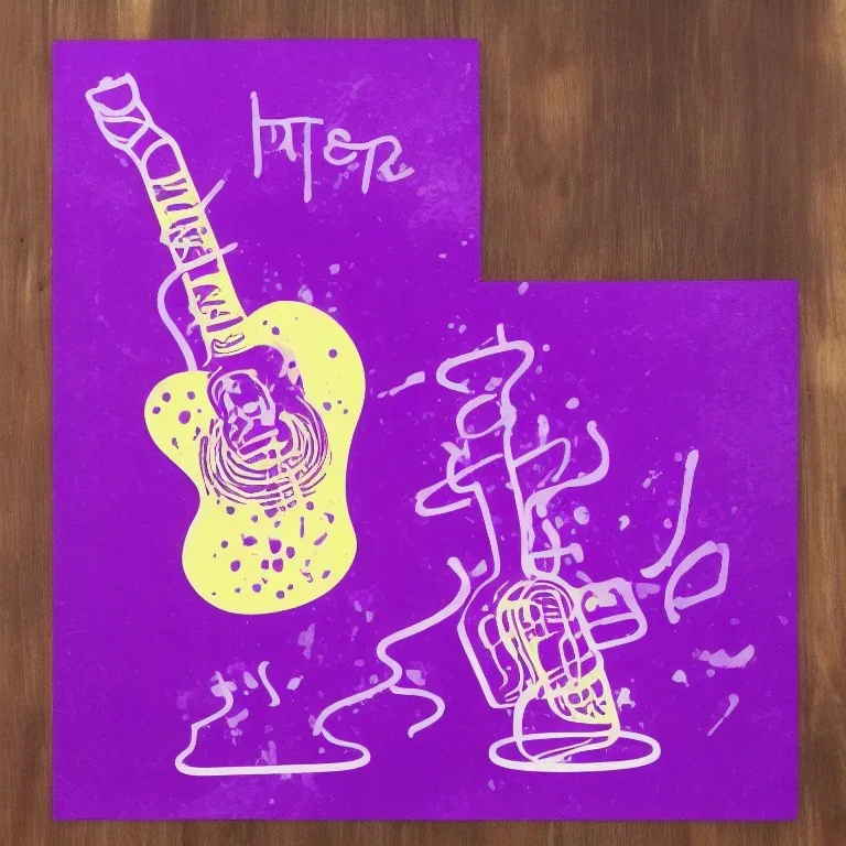 party guitar disco beer art purple