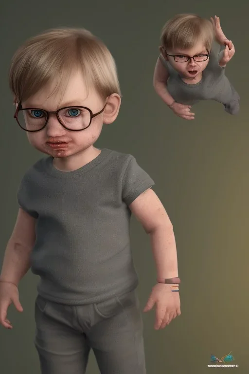 Dahmer toddler, full body, angry, bokeh, hyper realistic