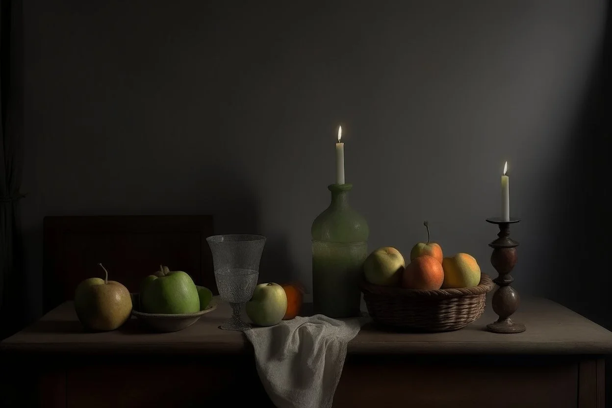 Still life on a table in the style of Vilhelm hammerschoi