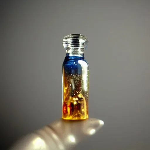 miniature space scene in a bottle dark