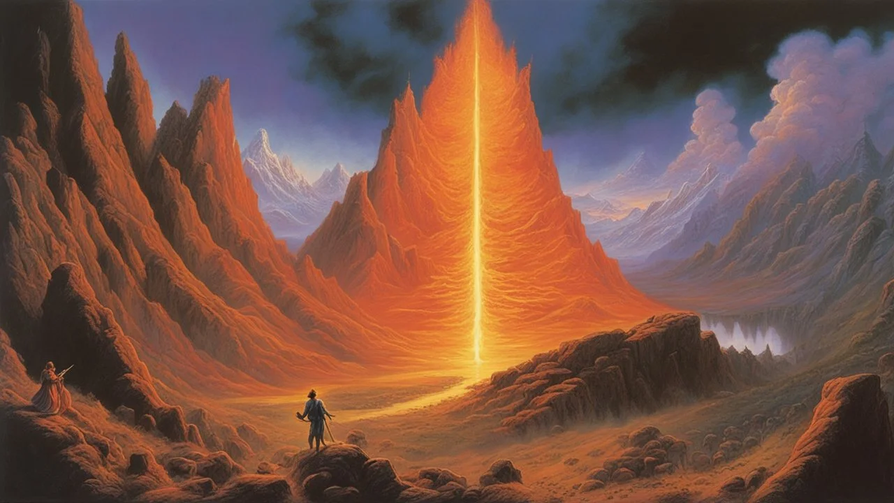 The fiery end of the world. Painted by Michael Whelan and Jeff Easley