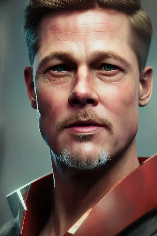 a potrait sharp ethereal cyborg cyberpunk of brad pitt