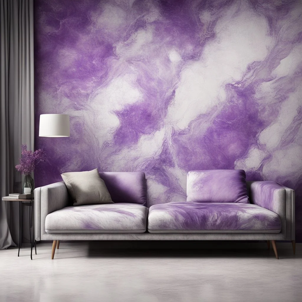 Hyper Realistic grungy-glowing-purple-&-white-scratched-marbled-fancy-wall textured-lounge-room