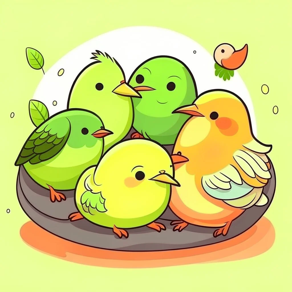 little birds sleeping cartoon