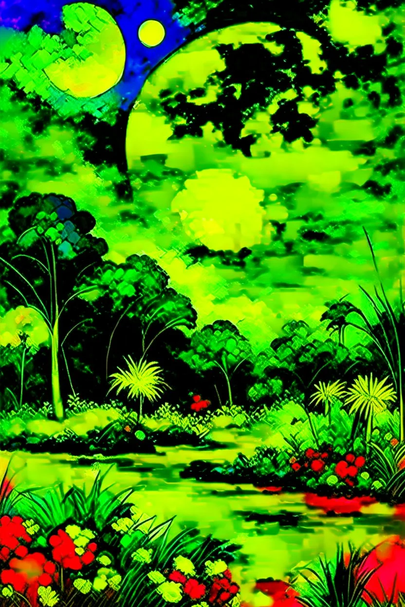 A field of colorful flower, the return to innocence, abstract, weird, childlike, chaos80, colors splash