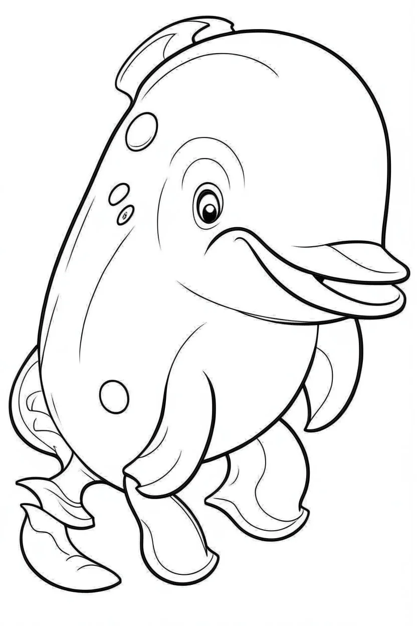 outline art for cute Dolphin coloring pages with sitch, white background, Sketch style, full body, only use outline, toddlers style, clean line art, white background, no shadows and clear and well outlined.