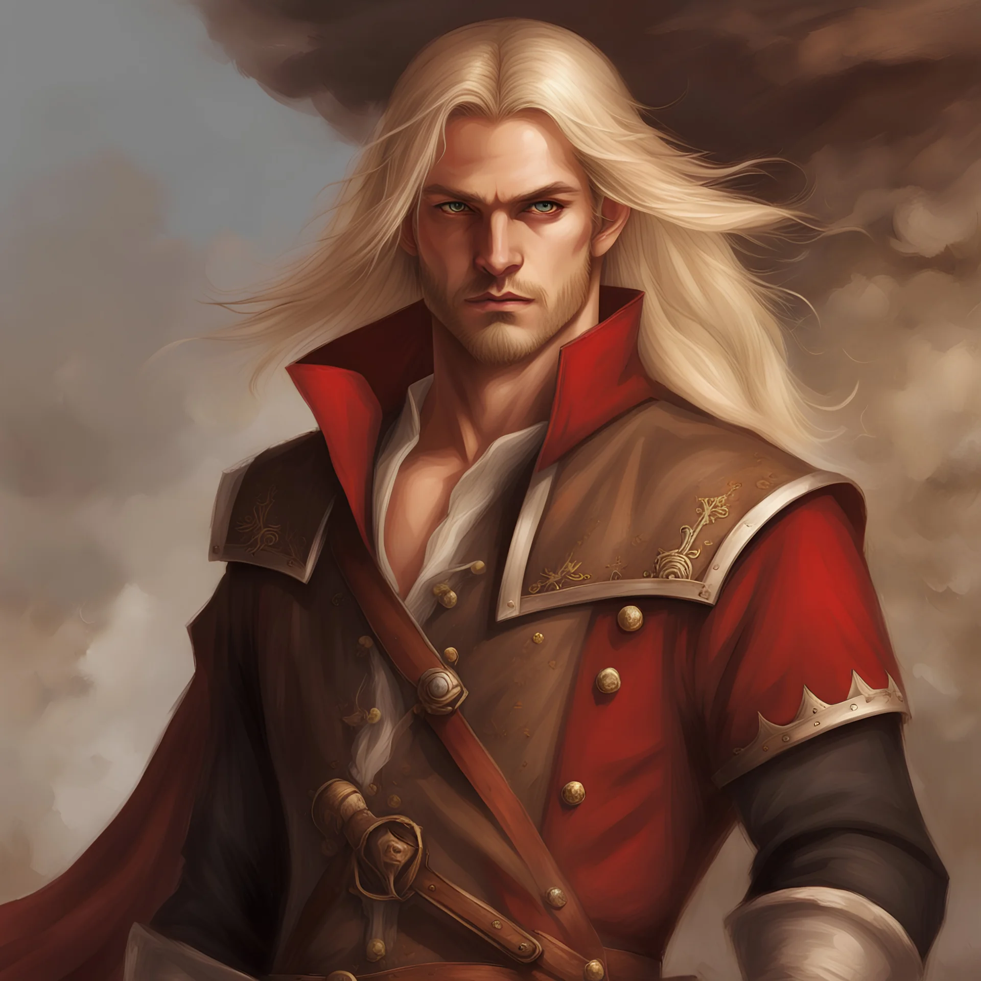 Medival Fantasy, Adult Caucassin Male, Long Blonde Hair, Rouge SwashBuckler