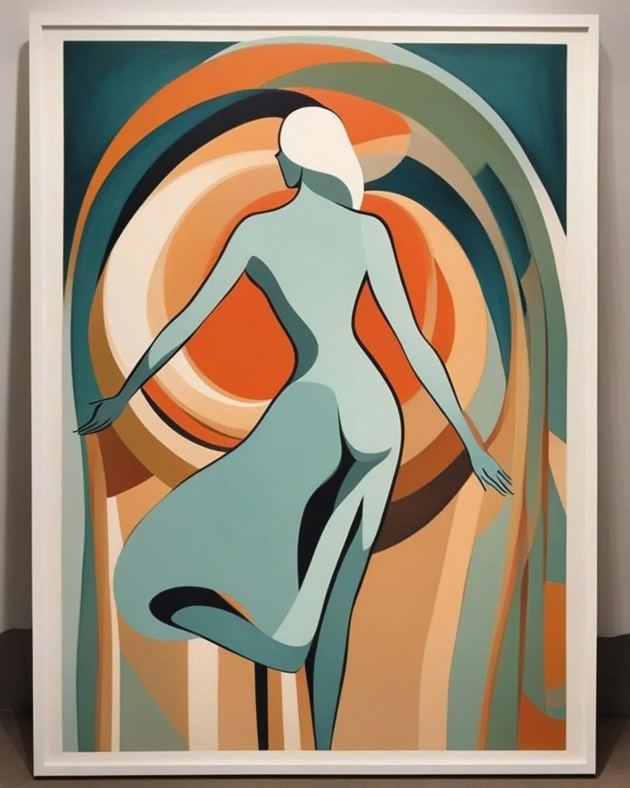 Esboço do corpo de uma mulher, with her back turned, and her arms are outstretched line fluid abstract, art style by Coco Vandi, retro minimal, trendy art, art style by Eckhart Tolle and Fabio Hurtado