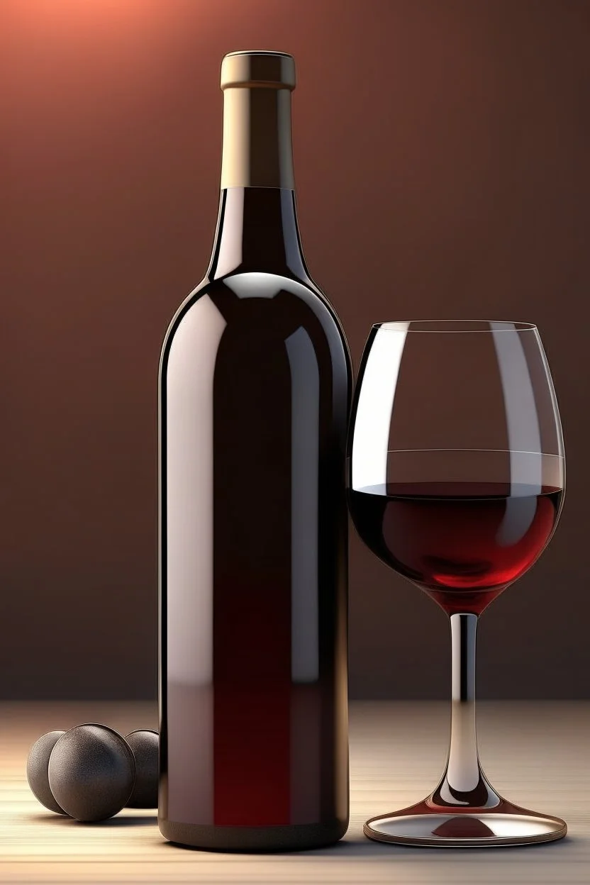 bicchiere di vino e ampolla di vetro con vino stile fotorealistico