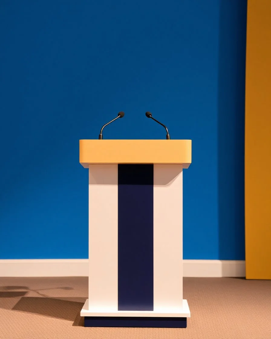 a small speaking podium
