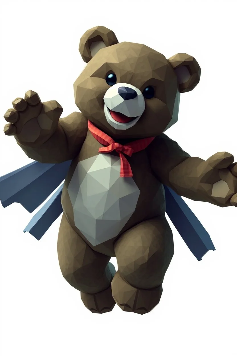 high poly teddy bear fighter with outstretched arms