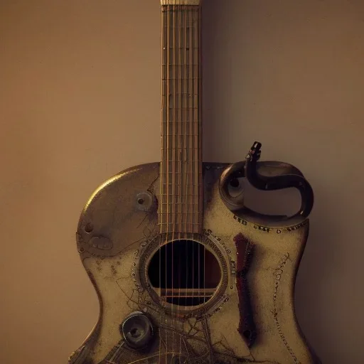 Steampunk GUITAR, hyper realistic