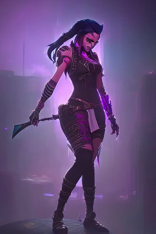 Akali from league of legends in cyberpunk style