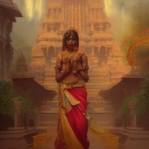  Indian temple cinematic, 8k, resolution concept art portrait by Greg Rutkowski, Artgerm, WLOP, Alphonse Mucha dynamic lighting hyperdetailed intricately detailed