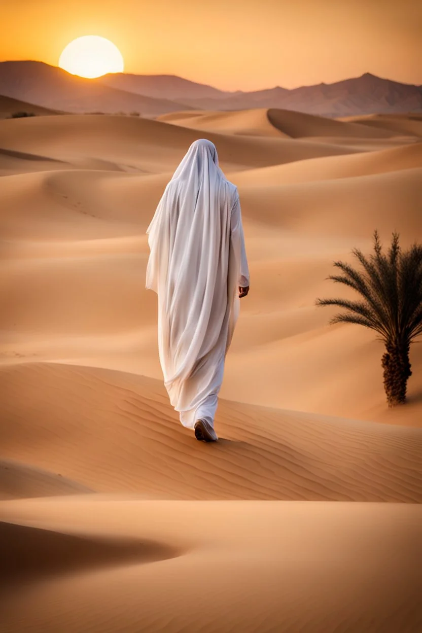 Photography Mistery of Ghost Arabian,Walking alonely on desert dark night