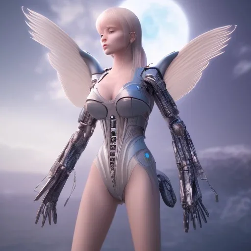 Anime, female alien flying over dystopia,perfect face, cool face, ultra detail, unreal engine 5, cinema4d, dusk light, studio lighting --ar 1:1 --v 4, angelic wings,jellyfish