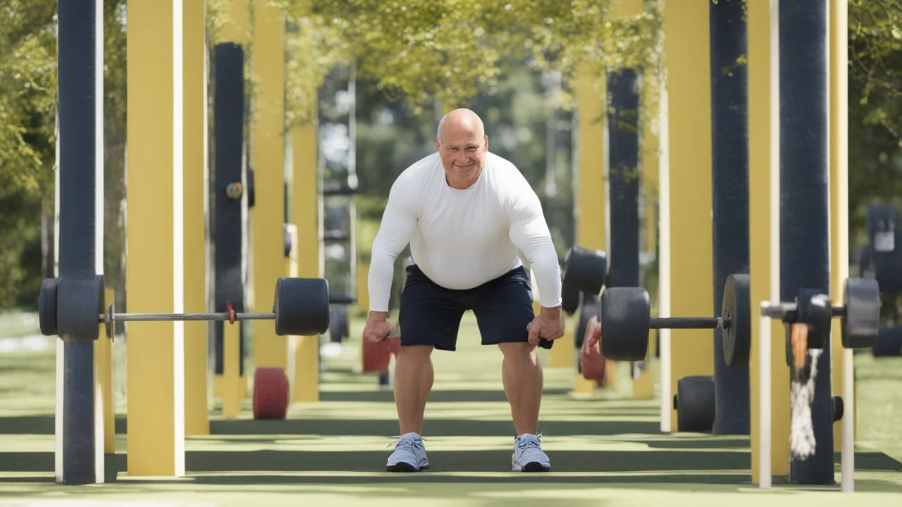 الصورة تُظهِر رجل يقوم بممارسة التمارين الرياضية في الهواء الطلق، حيث يرتدي ملابس رياضية ويمسك بالأوزان. تعكس الصورة التحفيز والتفاني في تحقيق نمط حياة صحي ومتوازن من خلال ممارسة النشاط البدني. تُجسِّد هذه الصورة أهمية الحفاظ على الوزن المثالي وتوجيه الجهود نحو الوقاية من السمنة والسرطان من خلال النشاط البدني اليومي.