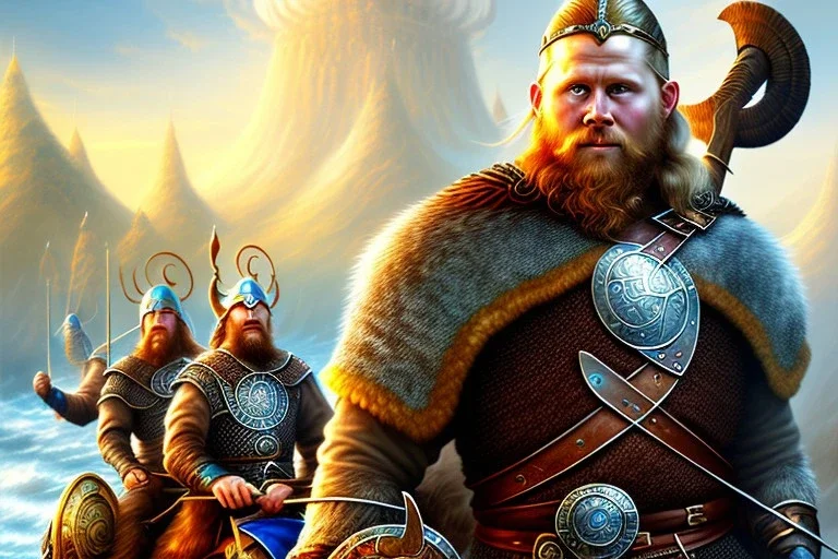 nine realms of viking mythology, impressionist brush strokes, fine detail, 4k