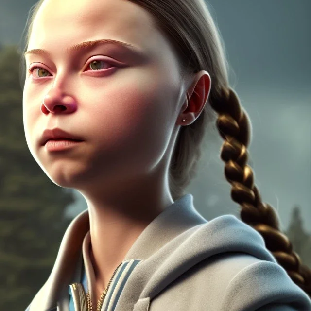  Greta Thunberg octane render, 8k, high detail, elvish, metallic fit full frame