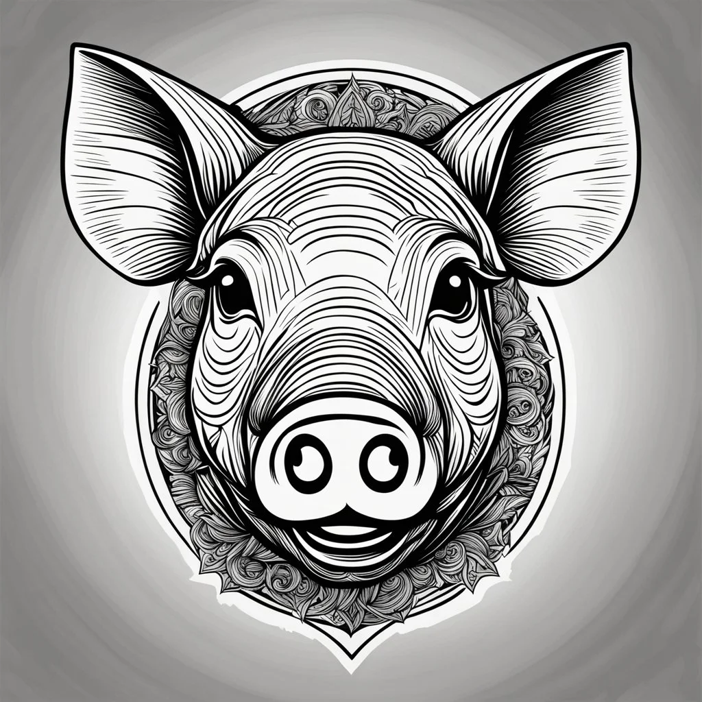 but of a pig vectoraize Head done all with a black line