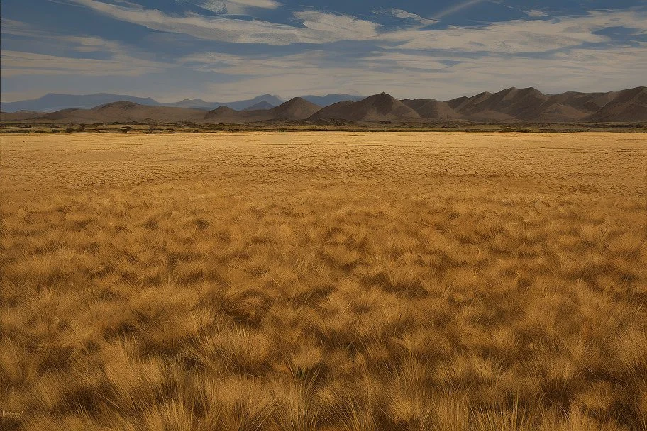 dry grass field by pantormo