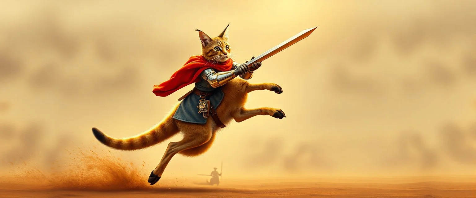cat kangaroo knight jousting with huge socks running marathon