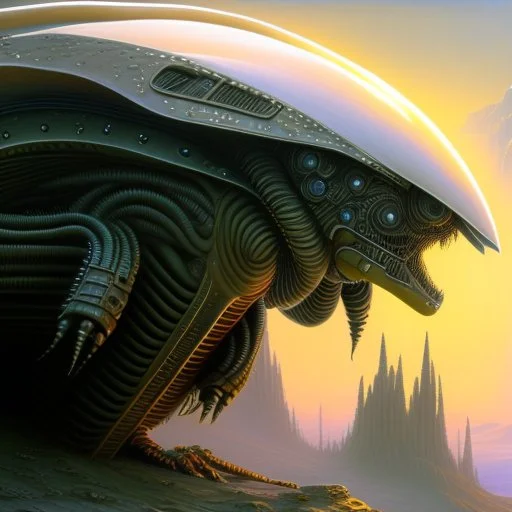 Alien scout, scifi, perfect composition, super detailed, 8k, high quality, intricate details, highly detailed, in the style of H.R. Giger Boris Vallejo