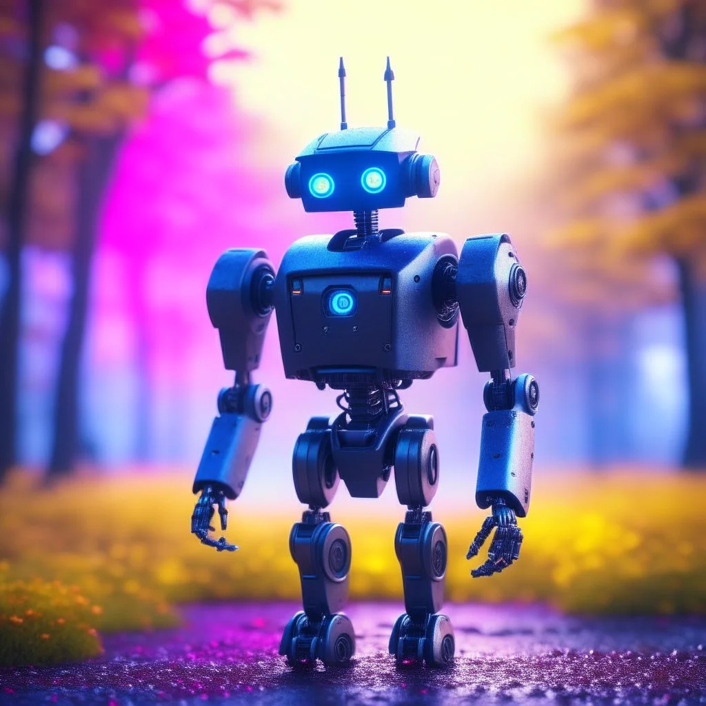 robot in the seasons, motion blur, 8k, downlight, soft light, depth of field, photorealism, trending on art station, lotsa detail