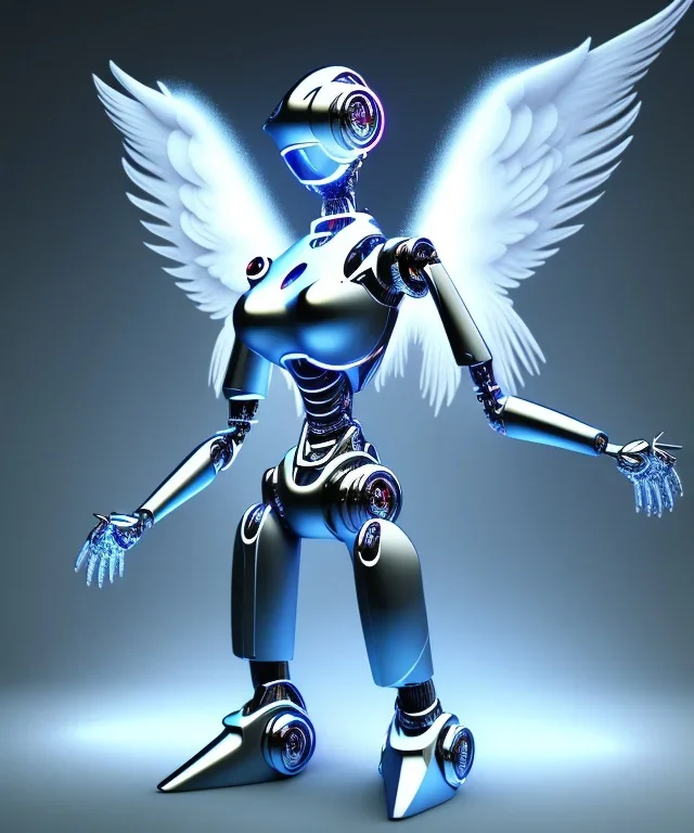 Angel robot, dynamic lighting, hyper realistic