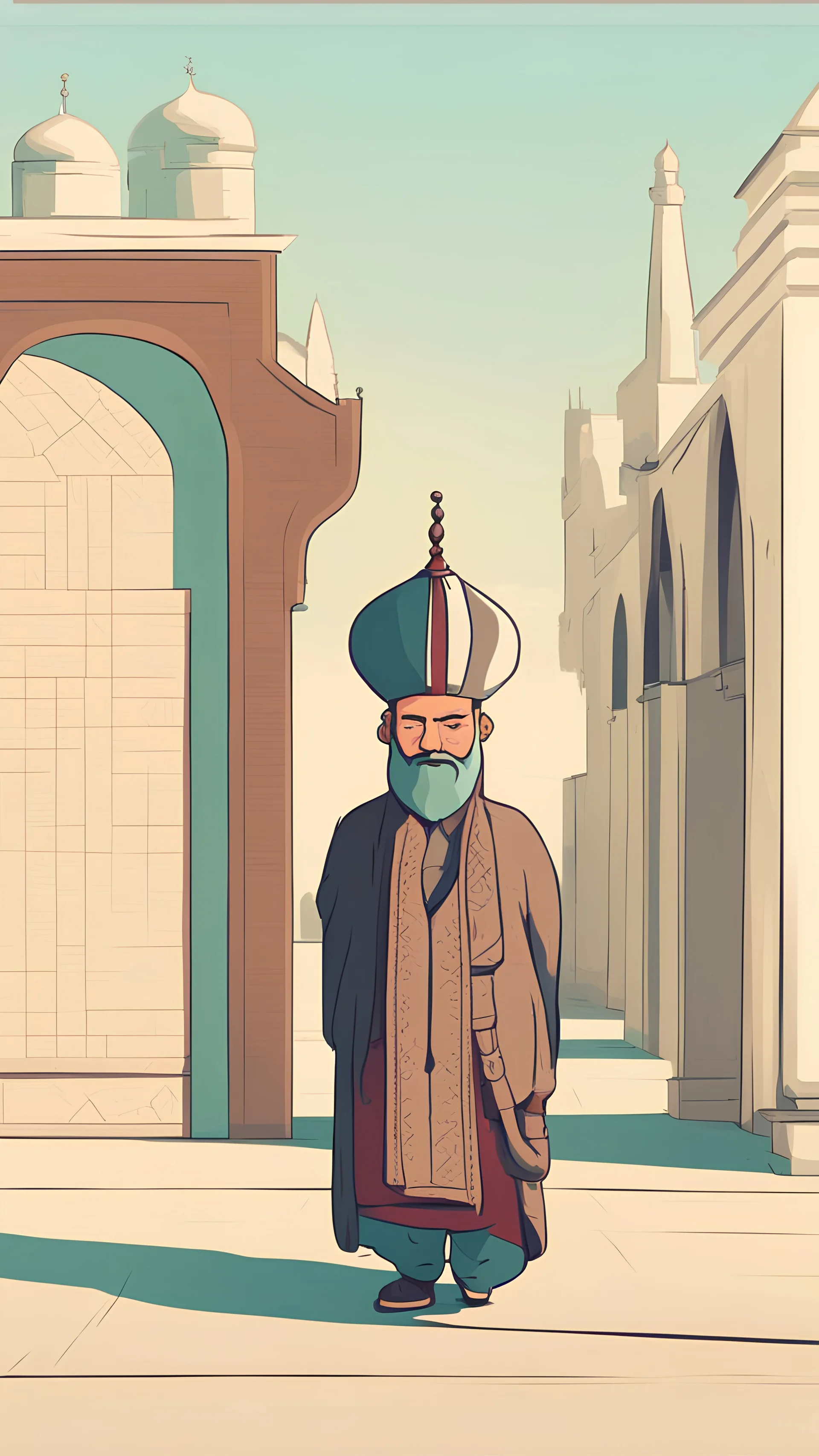 2D. animated. vector. Walking. cartoon. Ottoman. Digital painting. minimal, Vector, 3 color. minimal